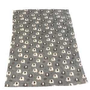 Manhattan Kids Gray Baby Blanket White Elephants Fleece Blanket 29” X 35”